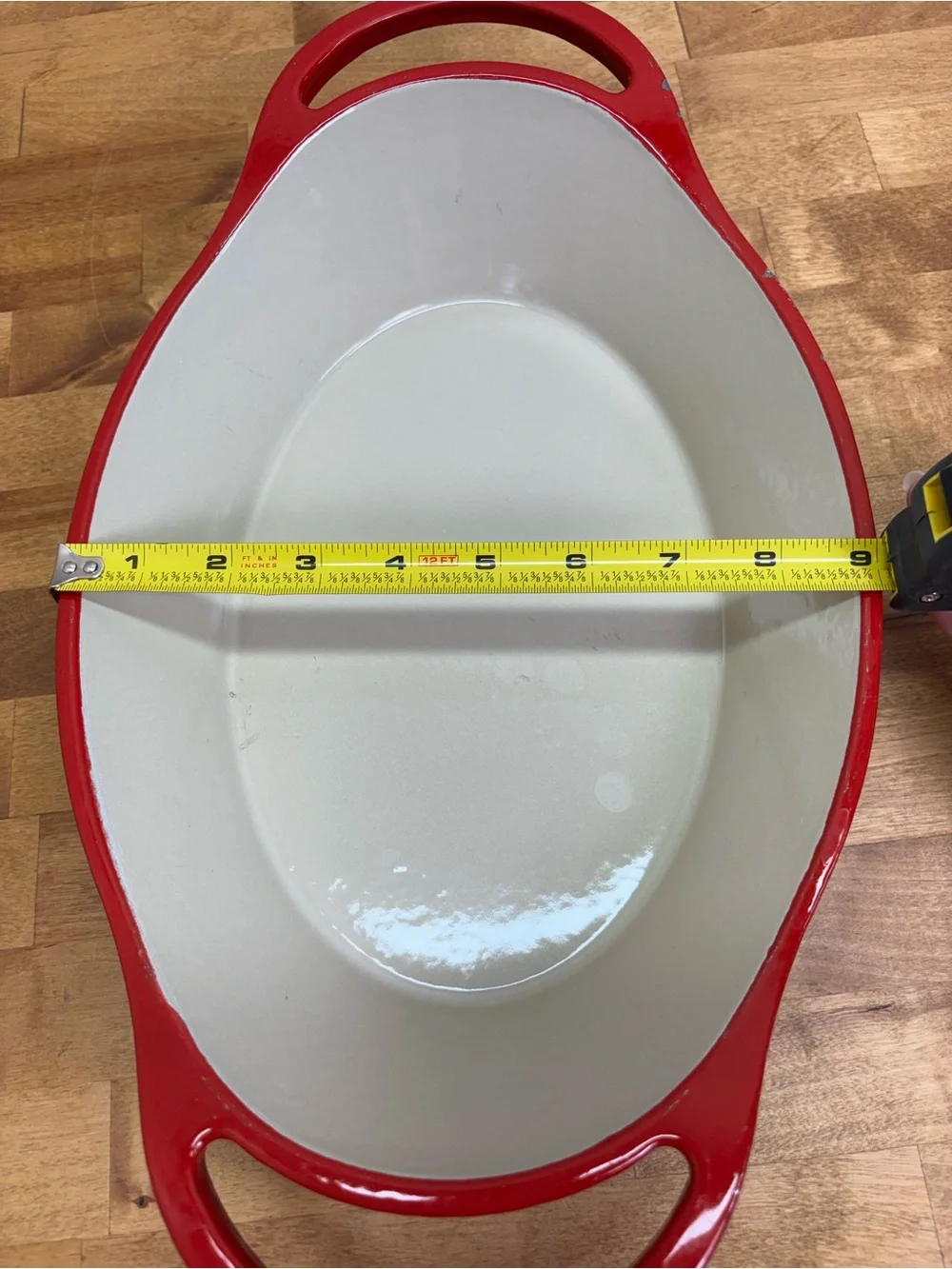 Red Oval Enamel Serving and Baking Dish with Handles
